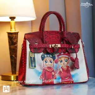HAYU WIDYAS Belgrade bag kulit - Carving Merah
