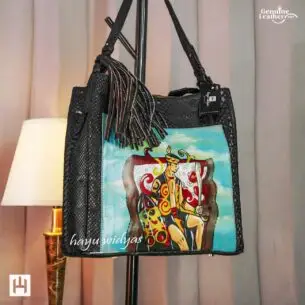 HAYU WIDYAS Tote bag kulit - Carving Adat Kartun