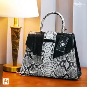 HAYU WIDYAS Riga tas Dual kulit asli berkualitas - Hitam Putih