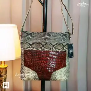 HAYU WIDYAS Edhen bag kulit - Putih Coklat