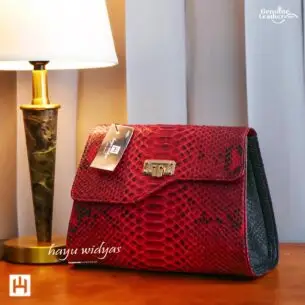 HAYU WIDYAS Walt tas Dual kulit asli berkualitas - Merah Hitam