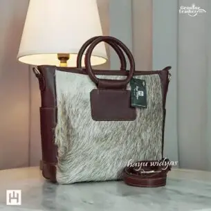 HAYU WIDYAS Tote Dova tas Dual kulit asli berkualitas -Motif Random - Wanita