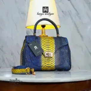 HAYU WIDYAS Macau tas kulit asli berkualitas - Navy Blue